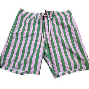 Strong Boalt Palm Beach Mens 30 Green Pink Striped Board‎ Shorts Swim Trunks
